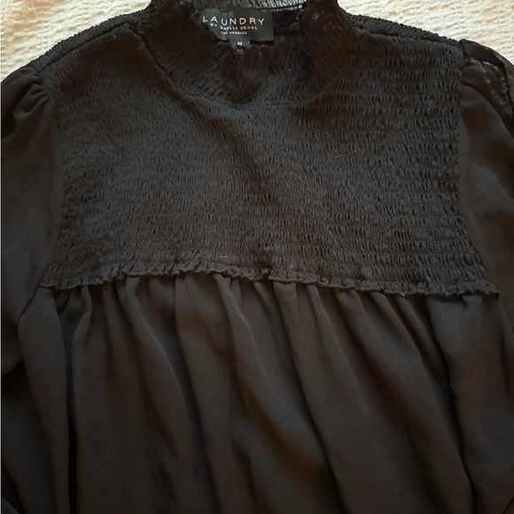 [M] Laundry By Shelli Segal Black Ruffled Long Sleeve Blouse - Picture 3 of 6